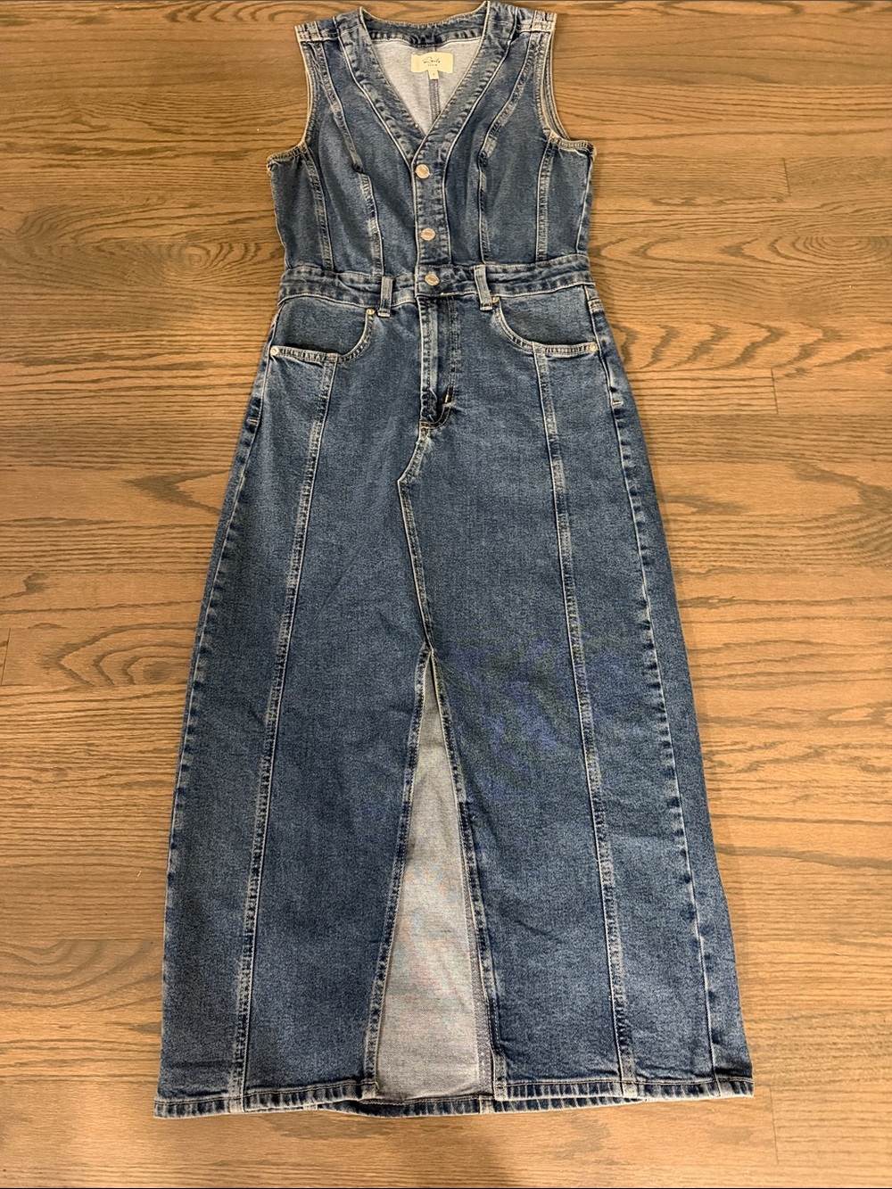 Rails Blue Denim Sleeveless Maxi Overall Dress